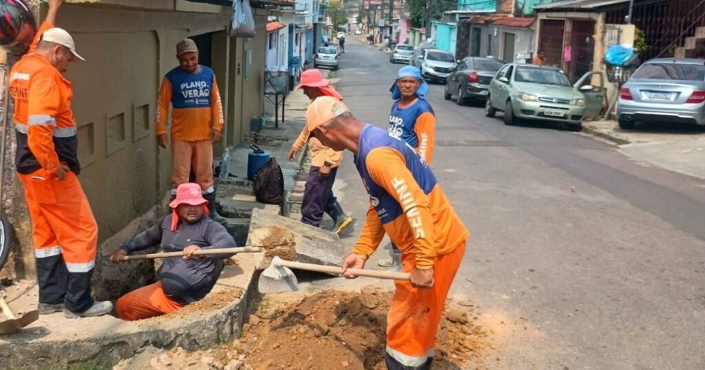 Serviço da Seminf recompõe calçada e mantém tubulação no Lírio do Vale
