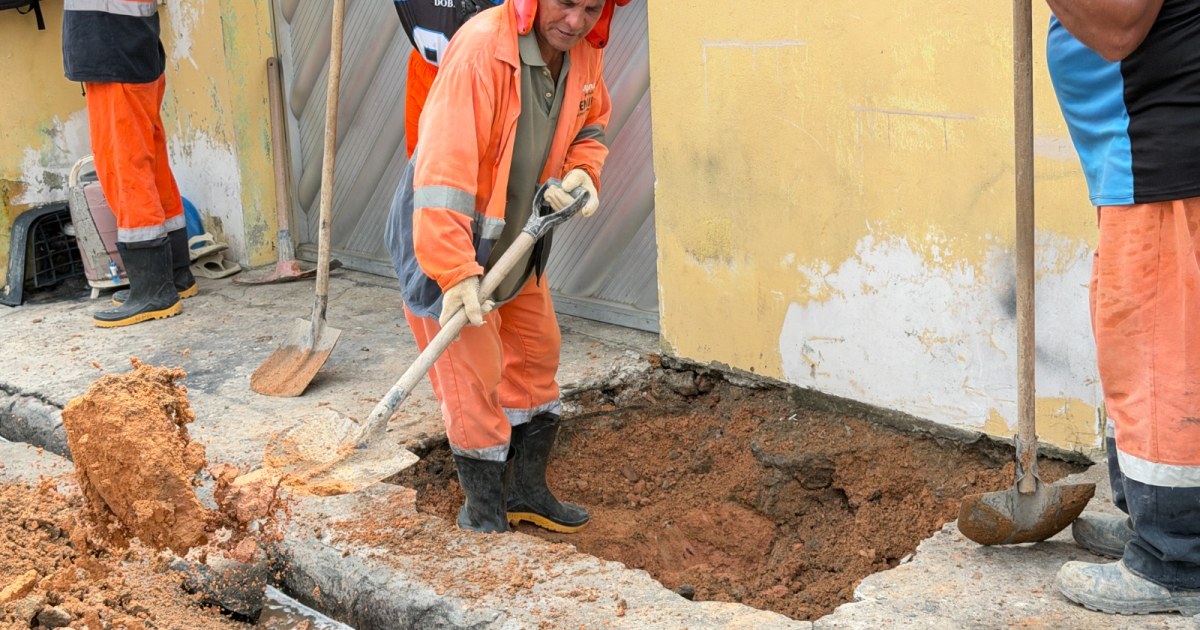 Galeria de águas pluviais da rua São Luiz passa por reparo no Coroado