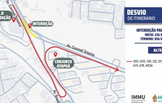 Desvio pela avenida Brasil orienta ônibus em dois bloqueios no Compensa